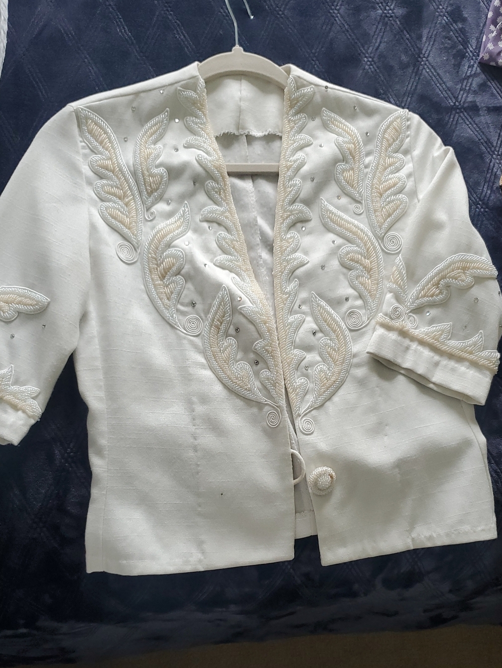 Ivory Embroidered Women's Blazer Jacket